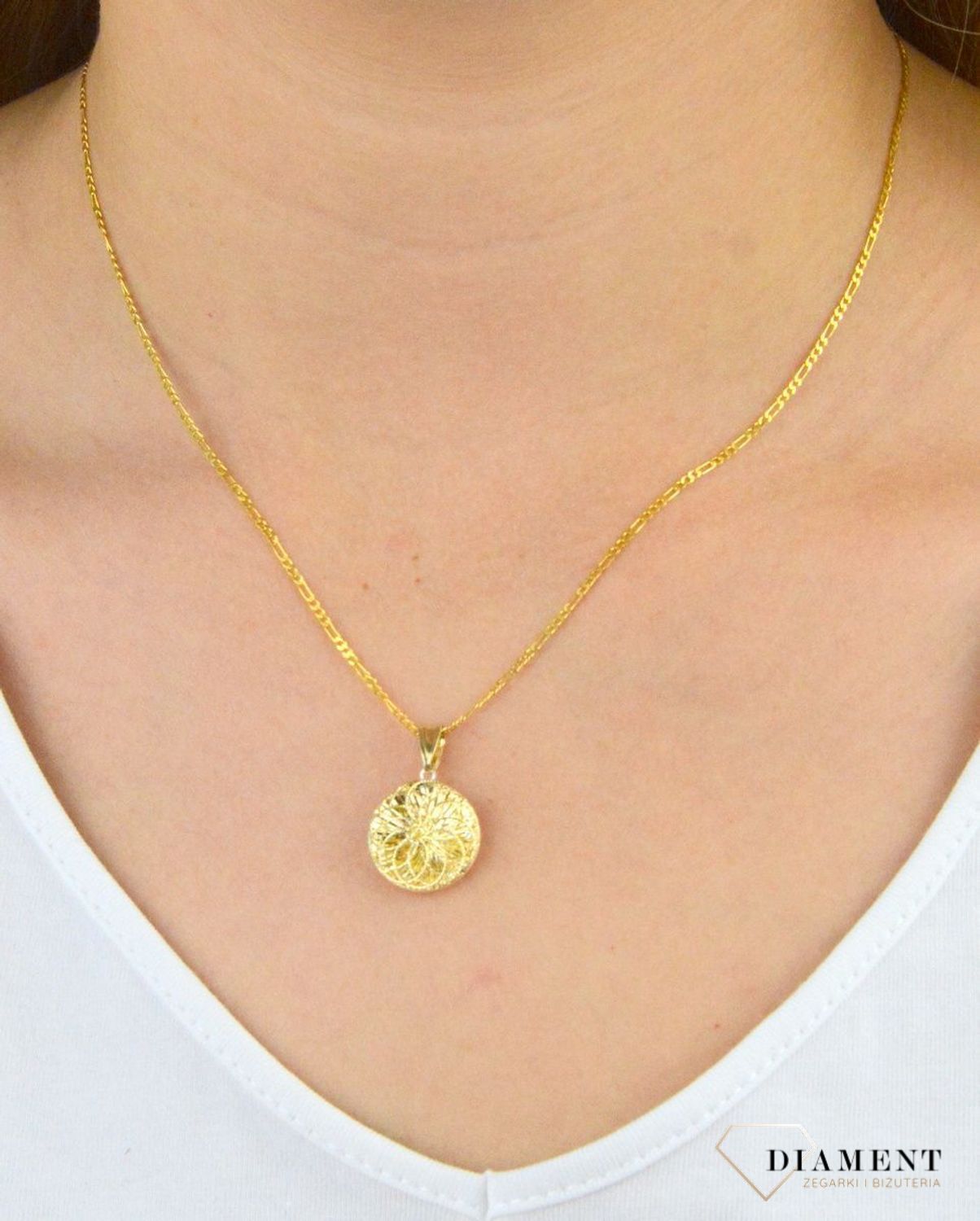 Złota zawieszka ozdobne kółko ZA 6413. Złota zawieszka. Złota zawieszka kółeczko. Złota zawieszka w kształcie kółka. Idealna zawieszka na prezent. zawieszka dla ukochanej..jpg